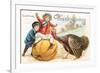 Greetings, Children with Turkey and Pumpkin-null-Framed Premium Giclee Print