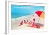 Greetings, Family on Beach, San Diego, California-null-Framed Art Print