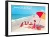 Greetings, Family on Beach, San Diego, California-null-Framed Art Print