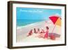 Greetings, Family on Beach, San Diego, California-null-Framed Art Print