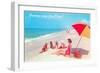 Greetings, Family on Beach, San Diego, California-null-Framed Art Print