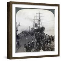 Greetings for Newcomers on the Pier Alongside the Pacific Mail Ss 'China, at Yokohama, Japan, 1904-Underwood & Underwood-Framed Giclee Print