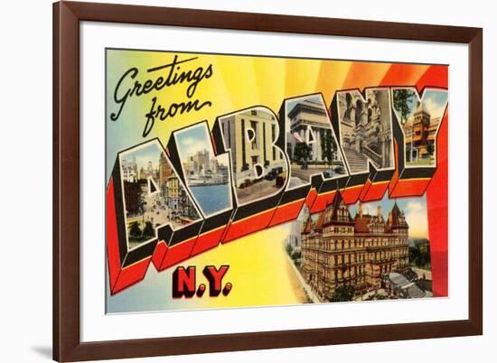 Greetings from Albany, New York-null-Framed Premium Giclee Print