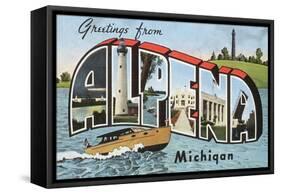 Greetings from Alpena, Michigan-null-Framed Stretched Canvas