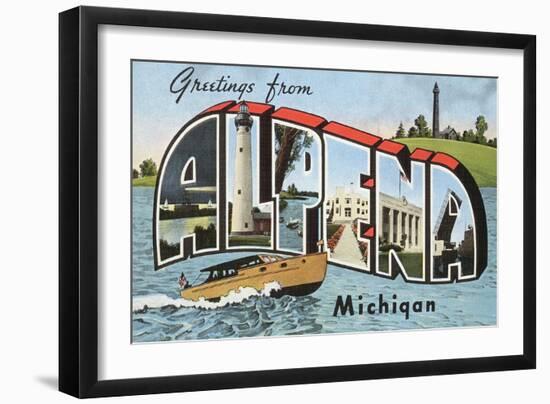 Greetings from Alpena, Michigan-null-Framed Art Print