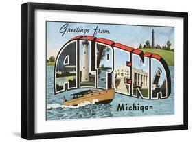 Greetings from Alpena, Michigan-null-Framed Art Print