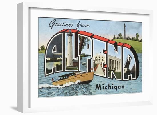 Greetings from Alpena, Michigan-null-Framed Art Print