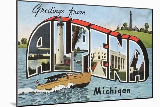 Greetings from Alpena, Michigan-null-Mounted Art Print