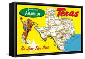 Greetings from Amarillo, Texas, Map-null-Framed Stretched Canvas