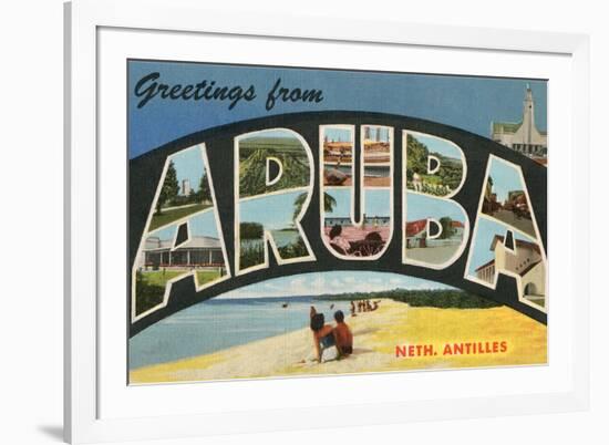 Greetings from Aruba, Netherland Antilles-null-Framed Art Print