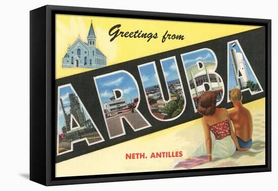 Greetings from Aruba, Netherland Antilles-null-Framed Stretched Canvas