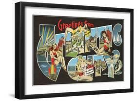 Greetings from Atlantic City, New Jersey, Cheesecake-null-Framed Art Print