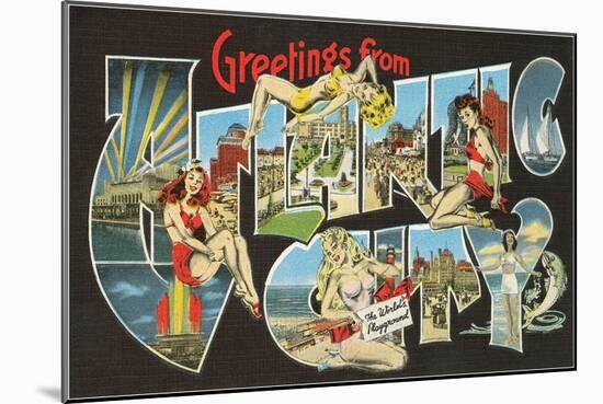 Greetings from Atlantic City, New Jersey, Cheesecake-null-Mounted Art Print