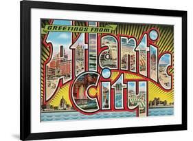 Greetings from Atlantic City, New Jersey-null-Framed Premium Giclee Print