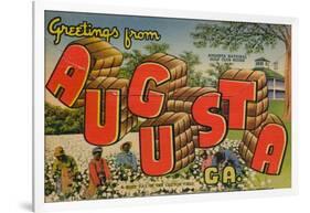 Greetings from Augusta, Georgia: a Busy Day in the Cotton Field, 1943-null-Framed Giclee Print