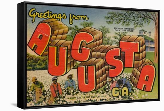 Greetings from Augusta, Georgia: a Busy Day in the Cotton Field, 1943-null-Framed Stretched Canvas