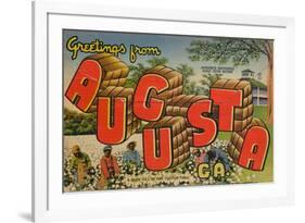 Greetings from Augusta, Georgia: a Busy Day in the Cotton Field, 1943-null-Framed Giclee Print