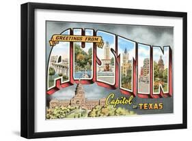 Greetings from Austin, Capitol of Texas-null-Framed Giclee Print