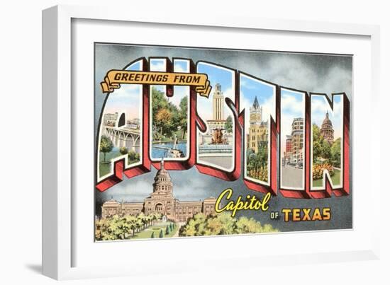 Greetings from Austin, Capitol of Texas-null-Framed Giclee Print