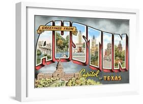 Greetings from Austin, Capitol of Texas-null-Framed Giclee Print