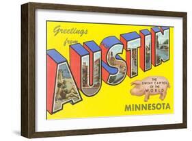 Greetings from Austin, Minnesota-null-Framed Art Print