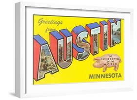 Greetings from Austin, Minnesota-null-Framed Art Print