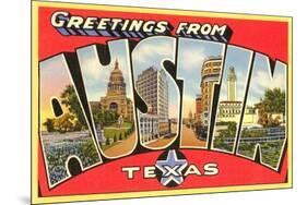 Greetings from Austin, Texas-null-Mounted Premium Giclee Print