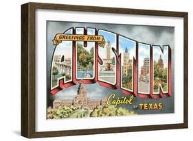 Greetings from Austin, Texas-null-Framed Art Print