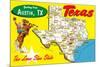 Greetings from Austin, Texas-null-Mounted Premium Giclee Print