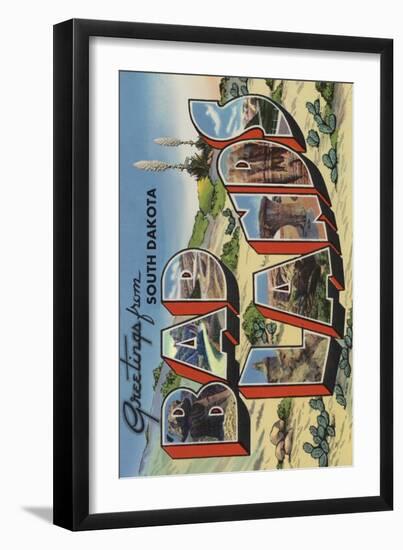 Greetings from Badlands, South Dakota-Lantern Press-Framed Art Print