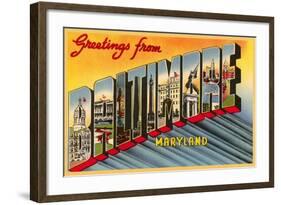 Greetings from Baltimore, Maryland-null-Framed Art Print