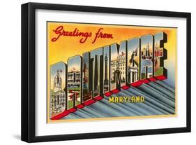 Greetings from Baltimore, Maryland-null-Framed Art Print