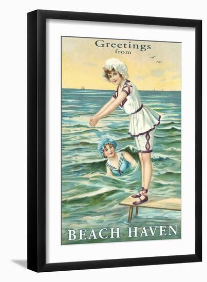 Greetings from Beach Haven, New Jersey-null-Framed Art Print