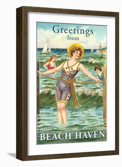 Greetings from Beach Haven, New Jersey-null-Framed Art Print