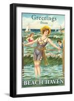 Greetings from Beach Haven, New Jersey-null-Framed Art Print