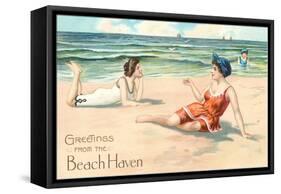 Greetings from Beach Haven, New Jersey-null-Framed Stretched Canvas