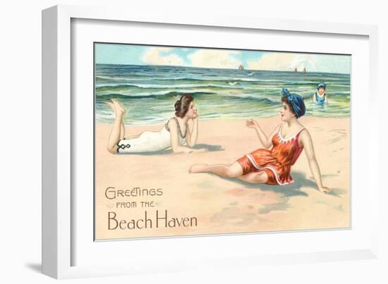 Greetings from Beach Haven, New Jersey-null-Framed Art Print