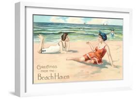 Greetings from Beach Haven, New Jersey-null-Framed Art Print