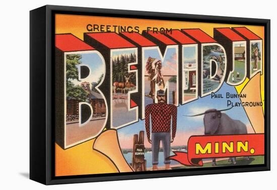 Greetings from Bemidji, Minnesota-null-Framed Stretched Canvas