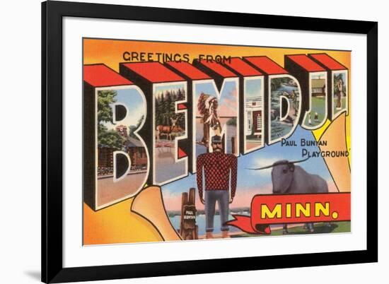 Greetings from Bemidji, Minnesota-null-Framed Premium Giclee Print