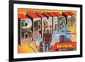 Greetings from Bemidji, Minnesota-null-Framed Premium Giclee Print