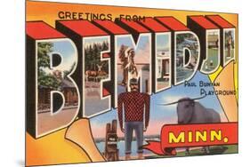 Greetings from Bemidji, Minnesota-null-Mounted Premium Giclee Print