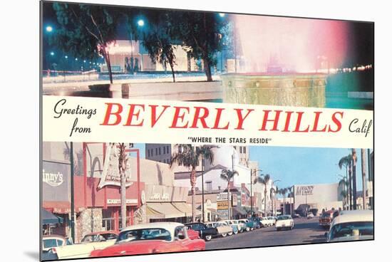 Greetings from Beverly Hills, Los Angeles, California-null-Mounted Art Print