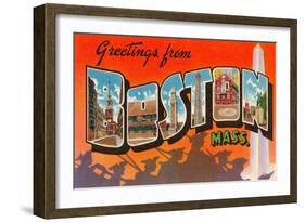 Greetings from Boston, Massachusetts-null-Framed Art Print