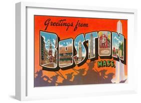 Greetings from Boston, Massachusetts-null-Framed Art Print