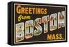 Greetings from Boston, Massachusetts-null-Framed Stretched Canvas