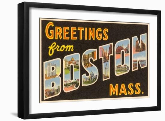 Greetings from Boston, Massachusetts-null-Framed Art Print