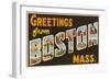 Greetings from Boston, Massachusetts-null-Framed Art Print