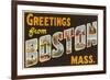 Greetings from Boston, Massachusetts-null-Framed Premium Giclee Print