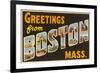 Greetings from Boston, Massachusetts-null-Framed Premium Giclee Print
